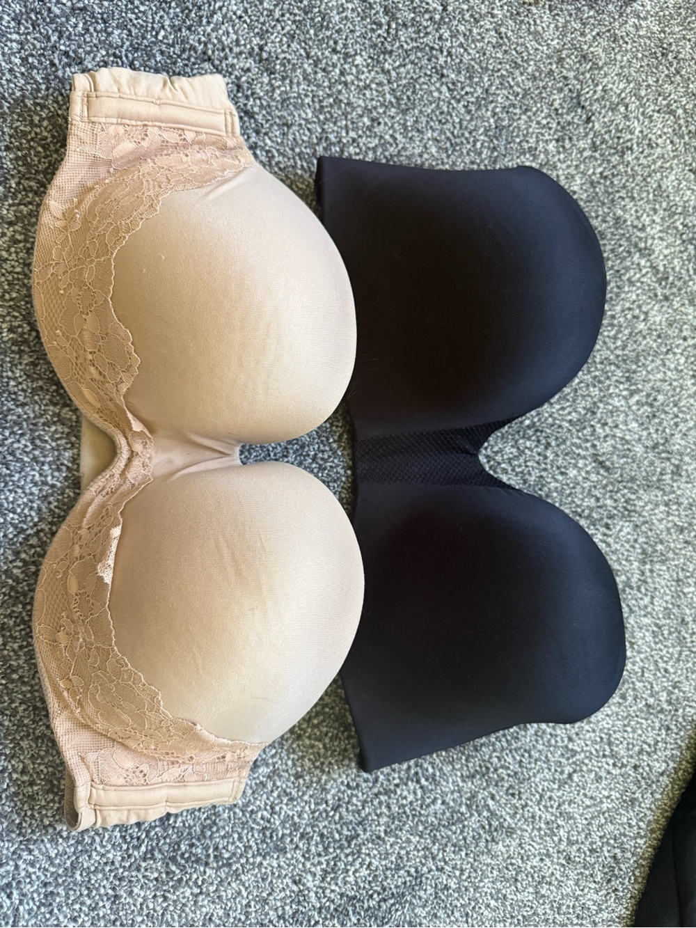 Victoria's Secret Nude and Black Strapless Convertible Bras